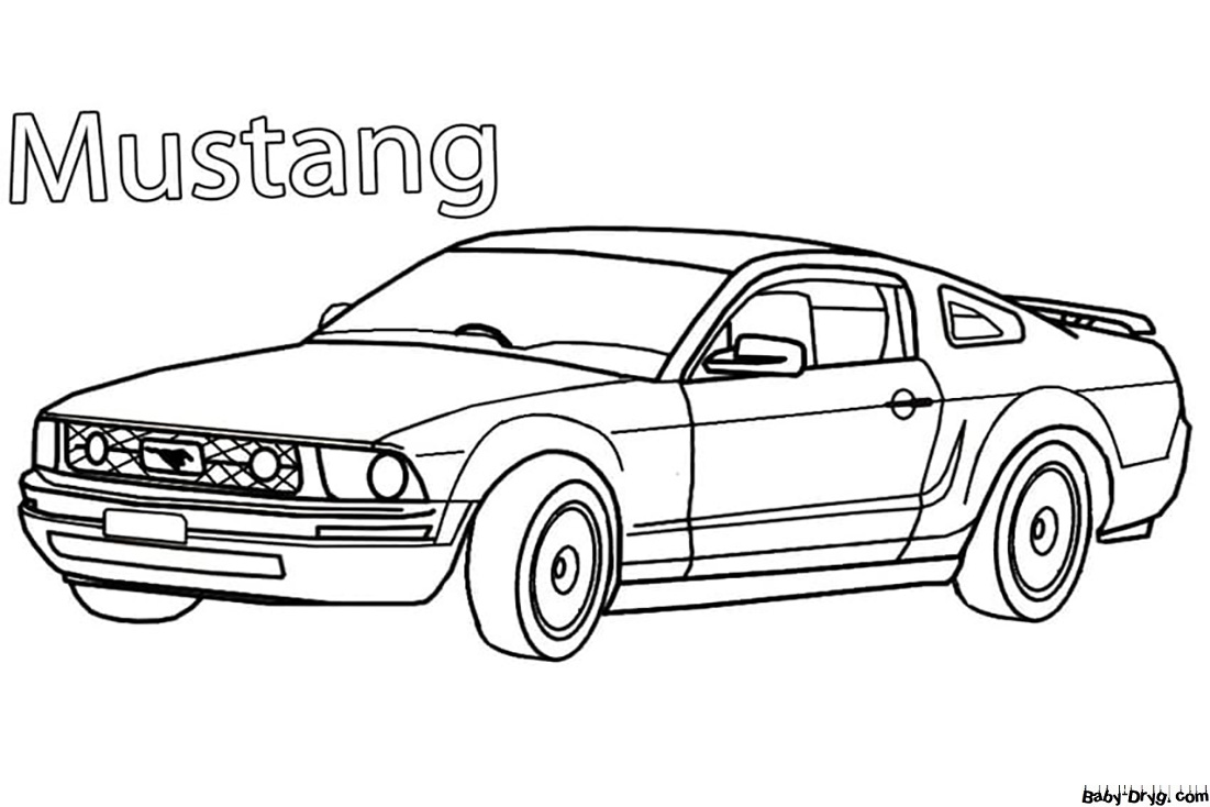 The car is a Ford Mustang Coloring Page | Coloring Mustang