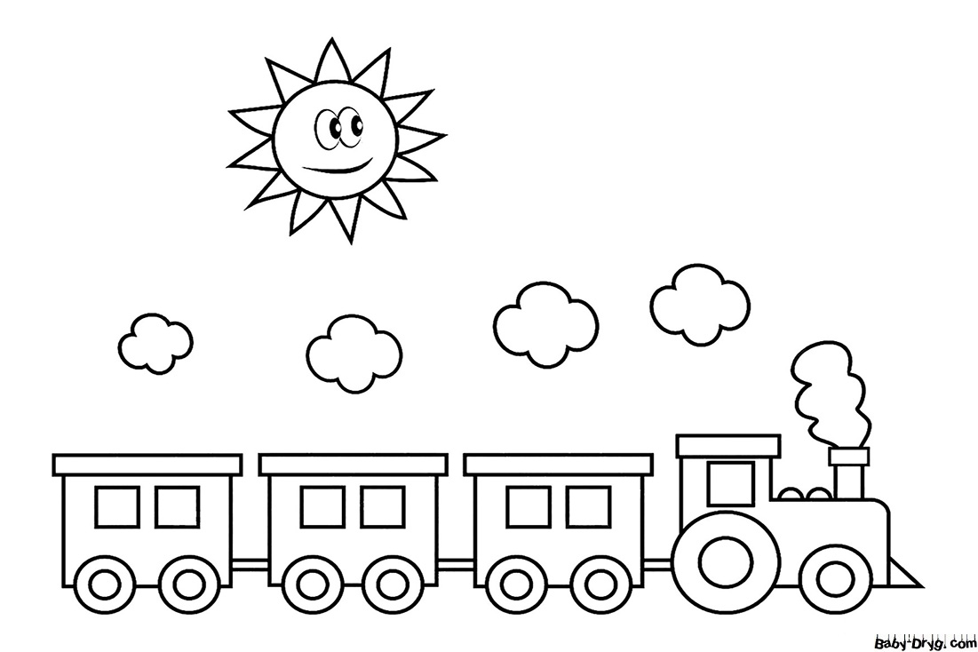 The train and the sunshine Coloring Page | Coloring Trains / Steam locomotives / Electric trains