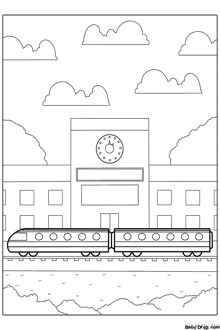 The train at the railroad station Coloring Page | Coloring Trains / Steam locomotives / Electric trains
