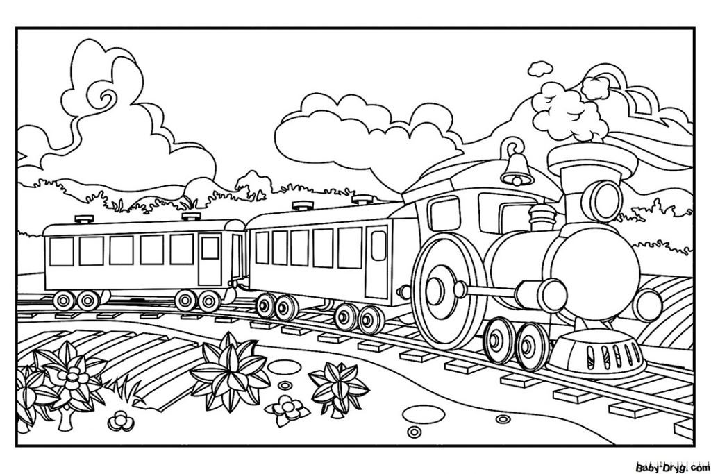 The train's on its way Coloring Page | Coloring Trains / Steam locomotives / Electric trains