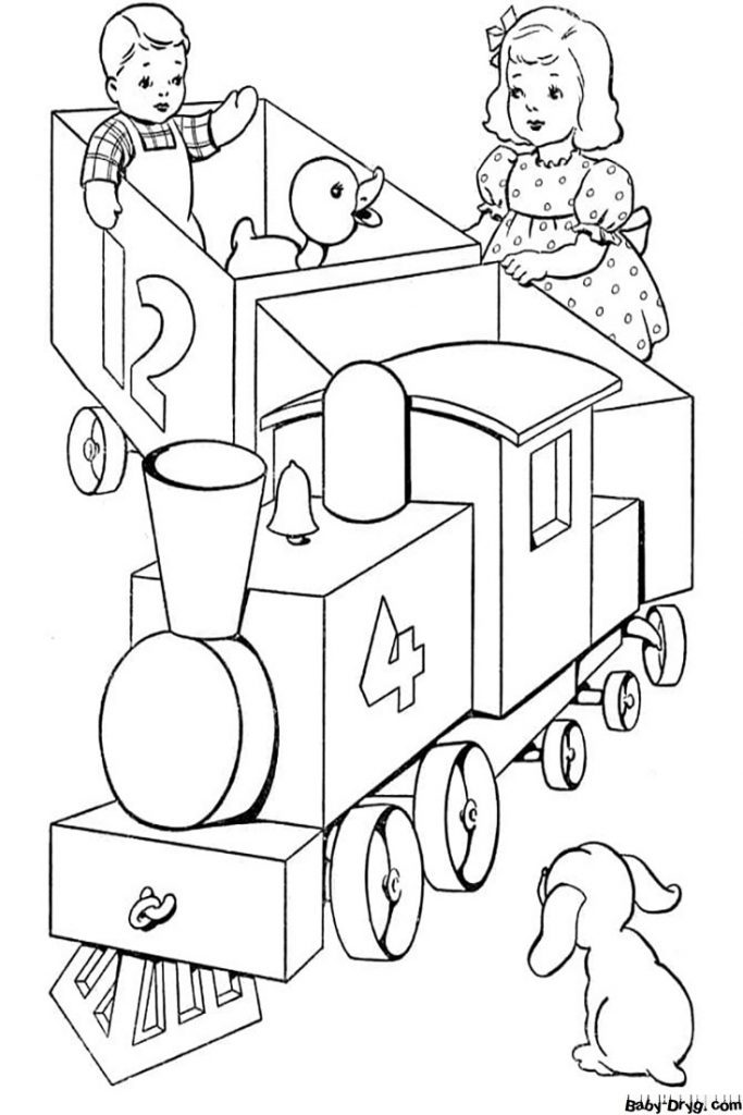 Toy Train for Kids Coloring Page | Coloring Trains / Steam locomotives / Electric trains