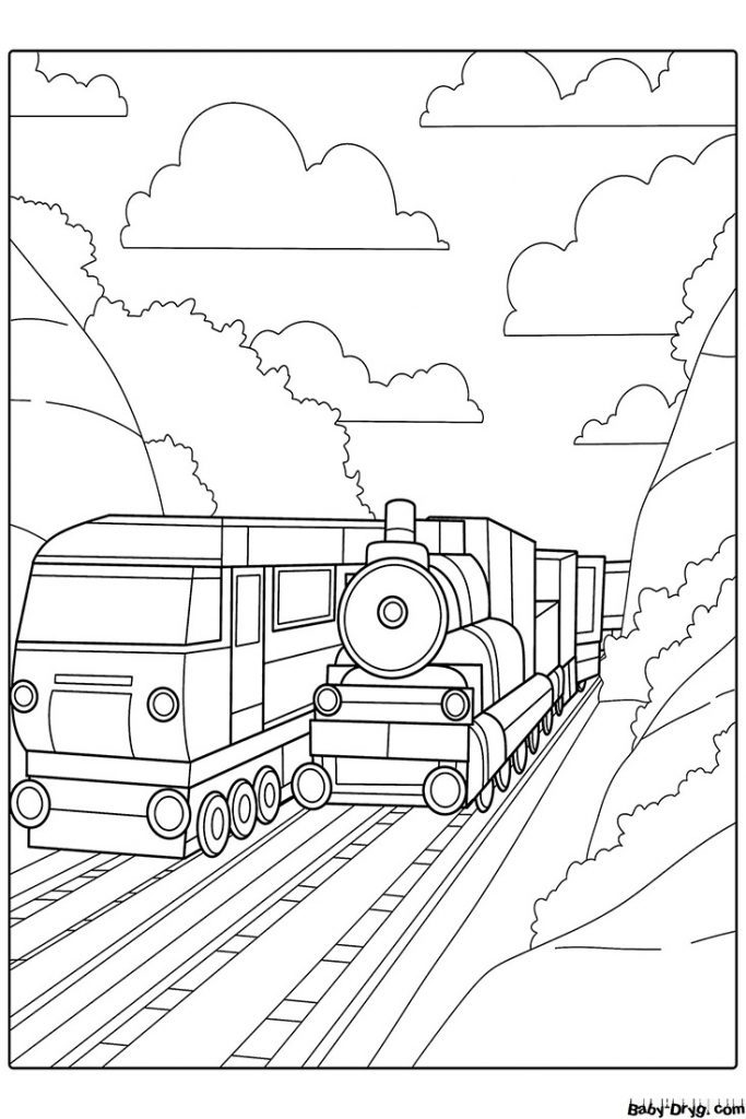 Train and Steam locomotive Coloring Page | Coloring Trains / Steam locomotives / Electric trains