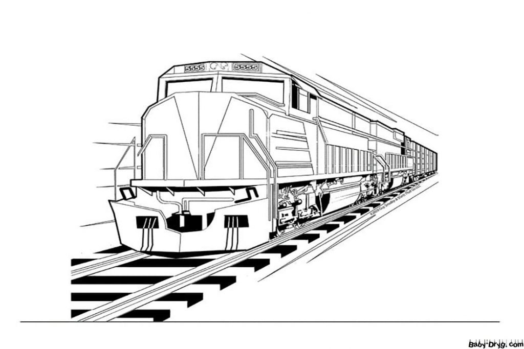 Train Free Coloring Page | Coloring Trains / Steam locomotives / Electric trains