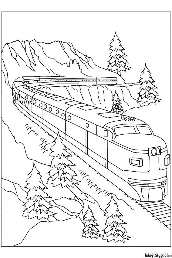 Train out of town Coloring Page | Coloring Trains / Steam locomotives / Electric trains
