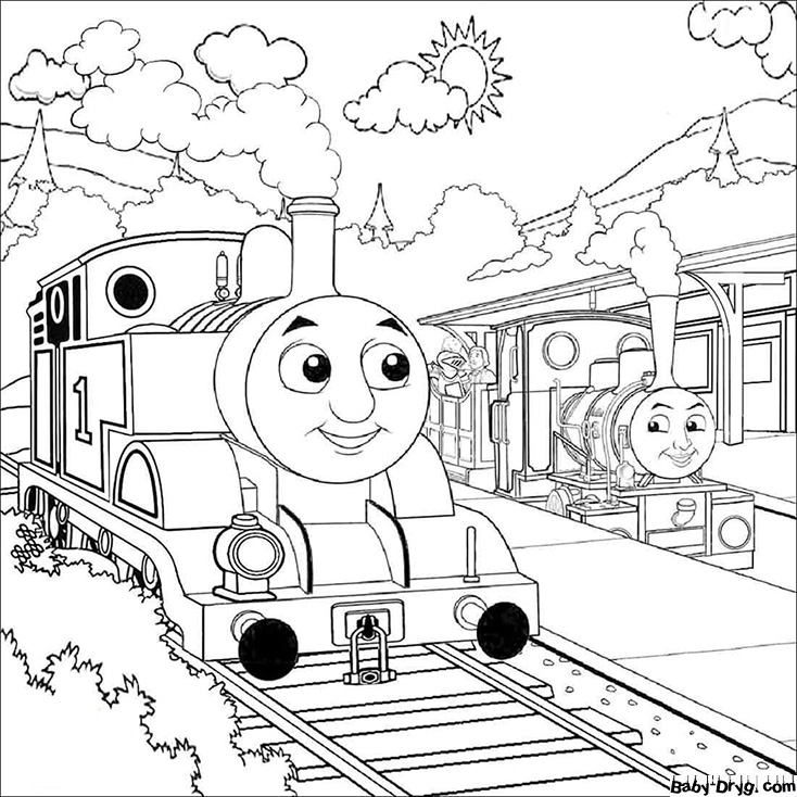 Train Twins Coloring Page | Coloring Trains / Steam locomotives / Electric trains