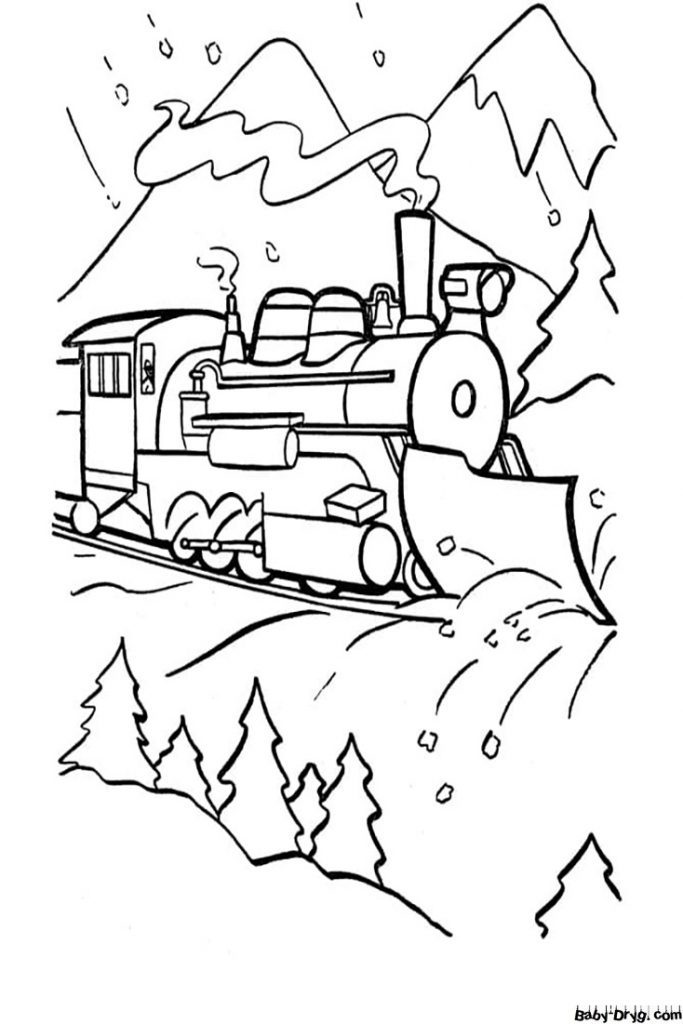 Winter Train Coloring Page | Coloring Trains / Steam locomotives / Electric trains
