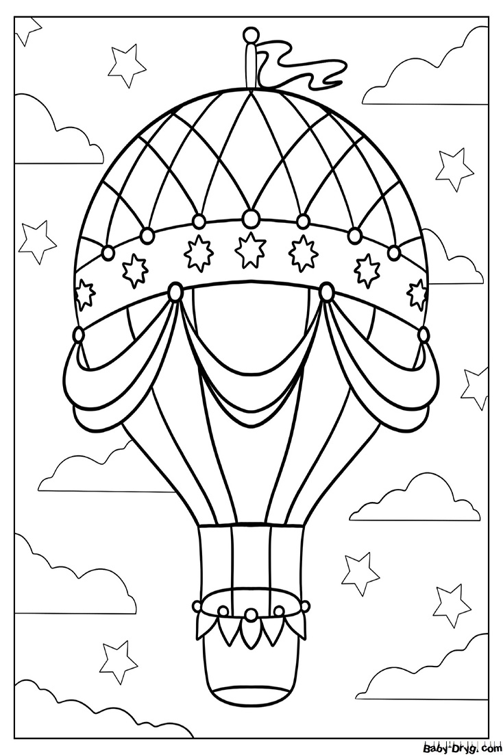Beautiful Hot Air Balloon Coloring Page | Coloring Hot Air Balloons