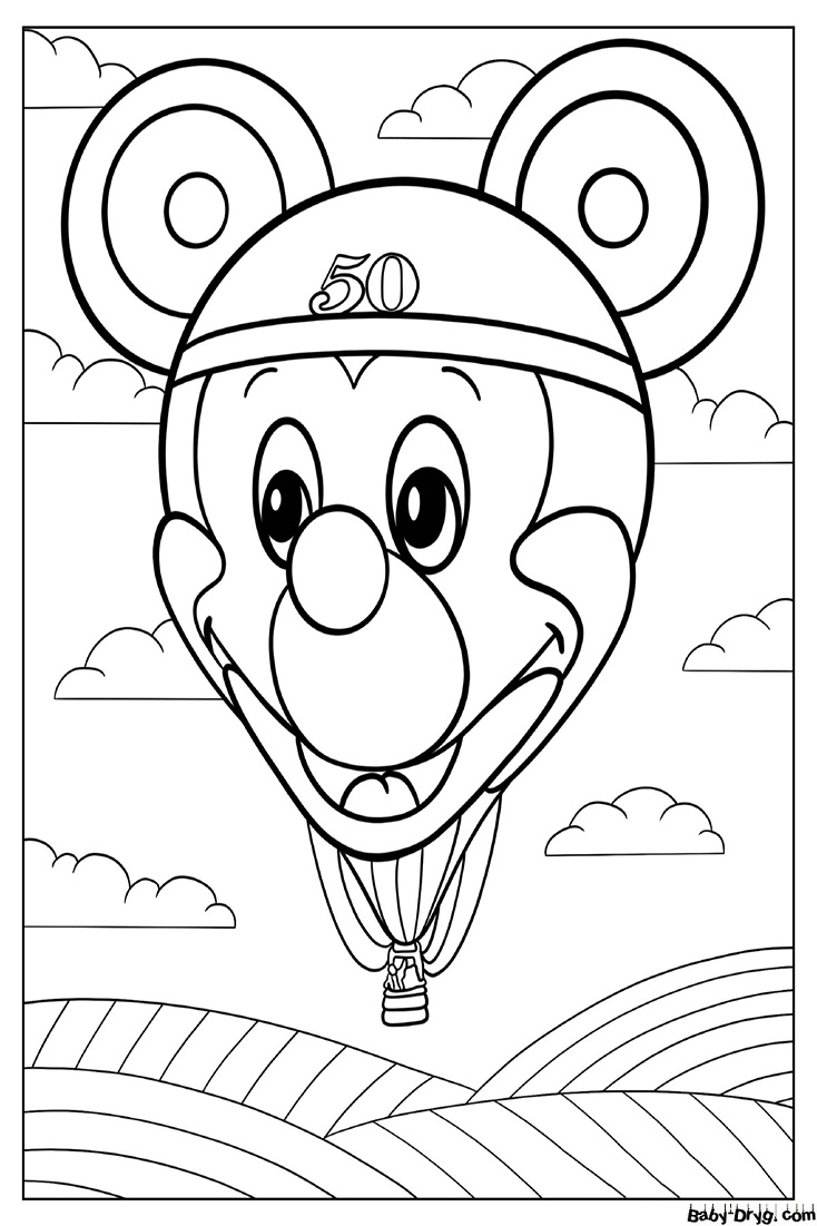 Disney Mickey Mouse Hot Air Balloon Coloring Page | Coloring Hot Air Balloons