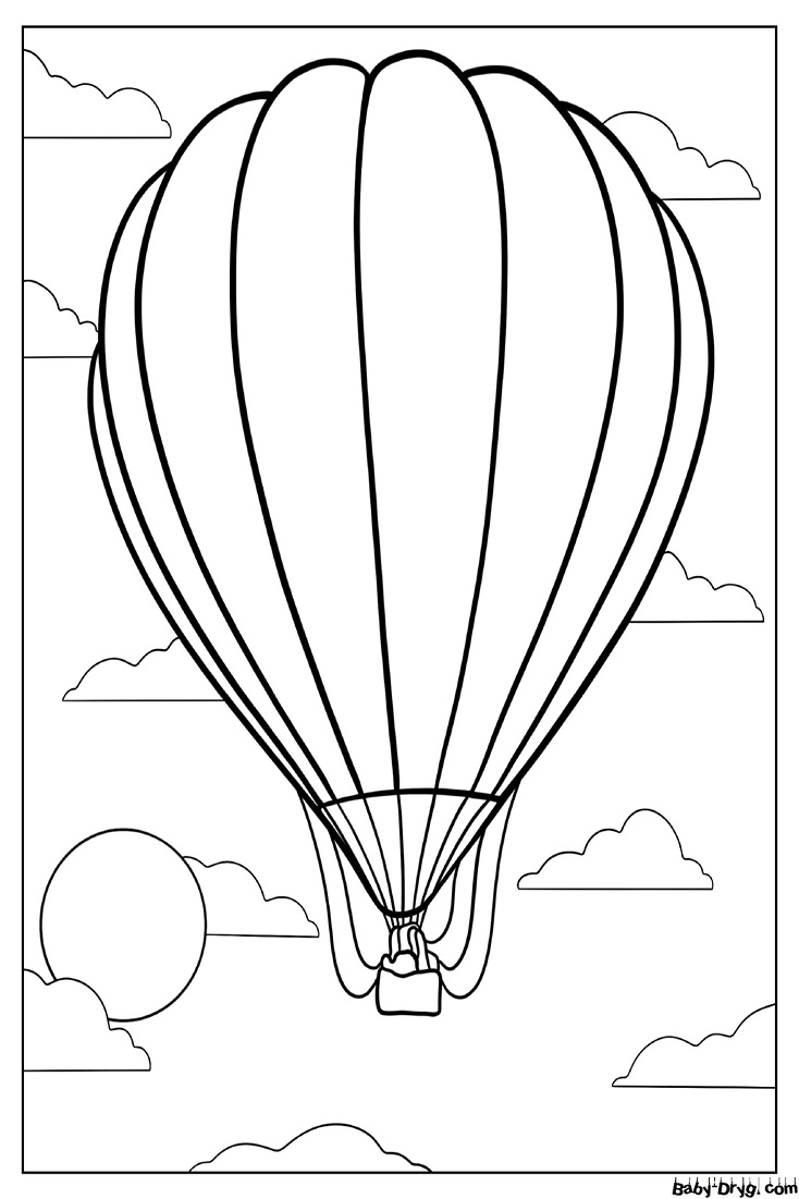 Easy Outline Of a Hot Air Balloon With Burner Coloring Page | Coloring Hot Air Balloons