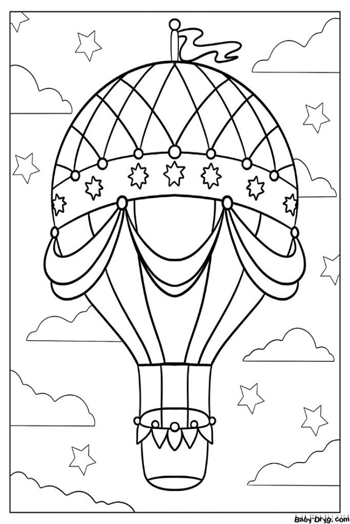 Раскраска Красивый воздушный шар | Раскраски Воздушные шары