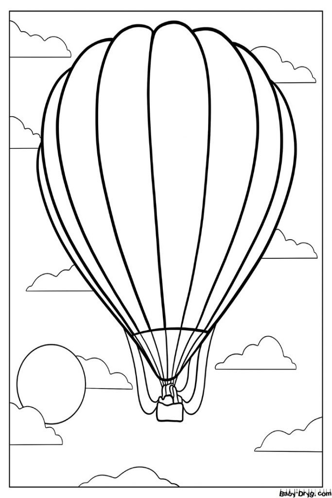 Раскраска Простой контур воздушного шара с горелкой | Раскраски Воздушные шары