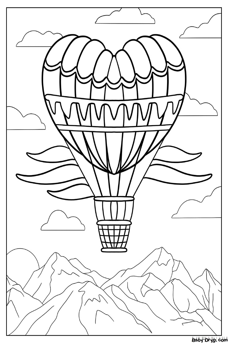 Раскраска Воздушный шар в форме сердца | Раскраски Воздушные шары
