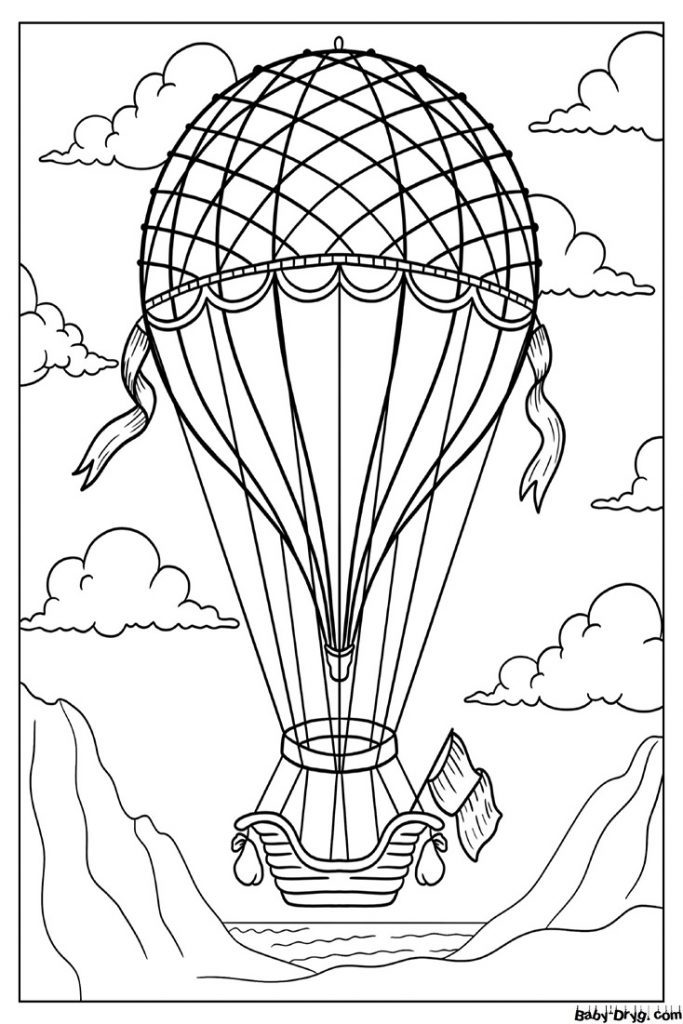 Раскраска Воздушный шар в стиле стимпанк | Раскраски Воздушные шары