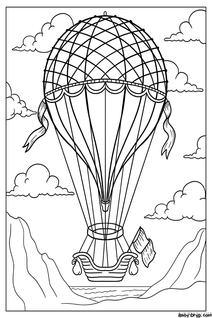 Раскраска Воздушный шар в стиле стимпанк | Раскраски Воздушные шары