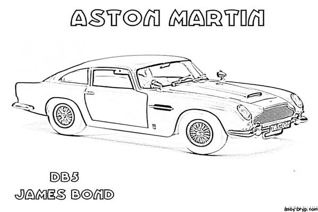 Aston Martin DB5 James Bond Coloring Page | Coloring Aston Martin