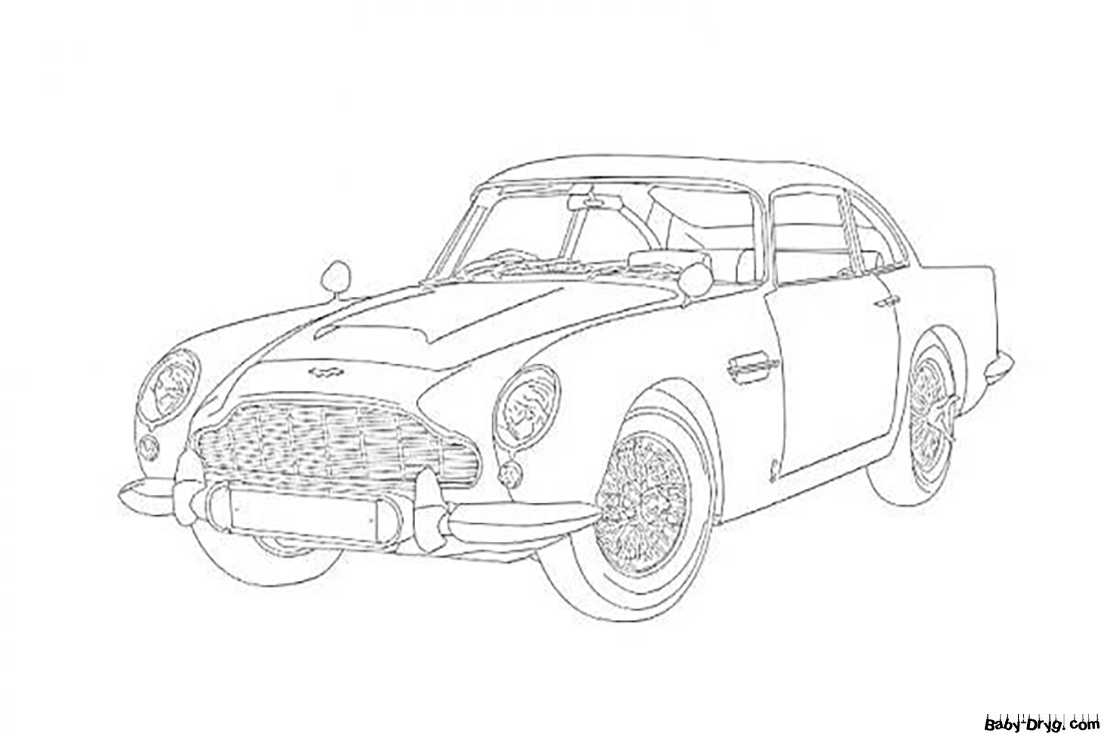 Aston Martin DB5 with headlights Coloring Page | Coloring Aston Martin