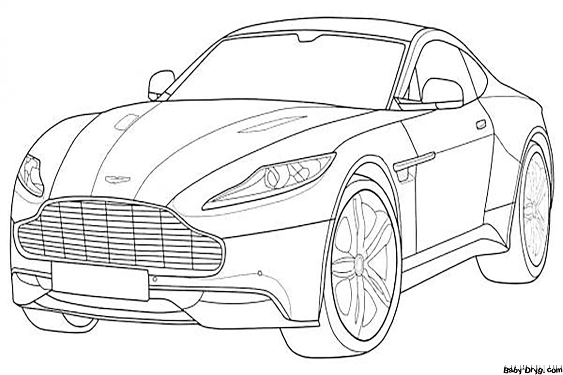 Aston Martin front and side view Coloring Page | Coloring Aston Martin