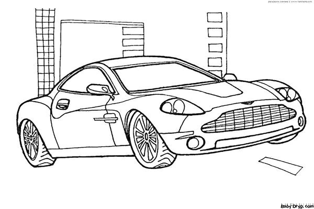 Aston Martin in front Coloring Page | Coloring Aston Martin