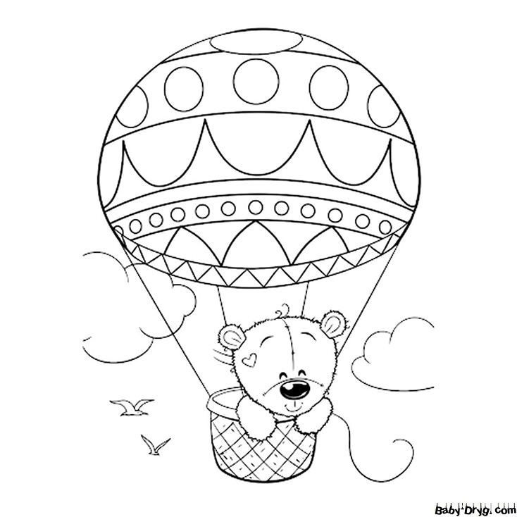Bear in a hot air balloon Coloring Page | Coloring Hot Air Balloons