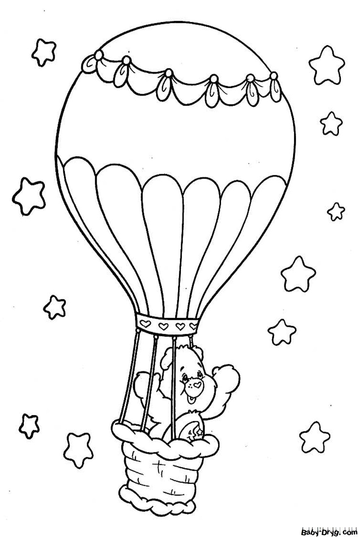 Bear on a hot air balloon Coloring Page | Coloring Hot Air Balloons