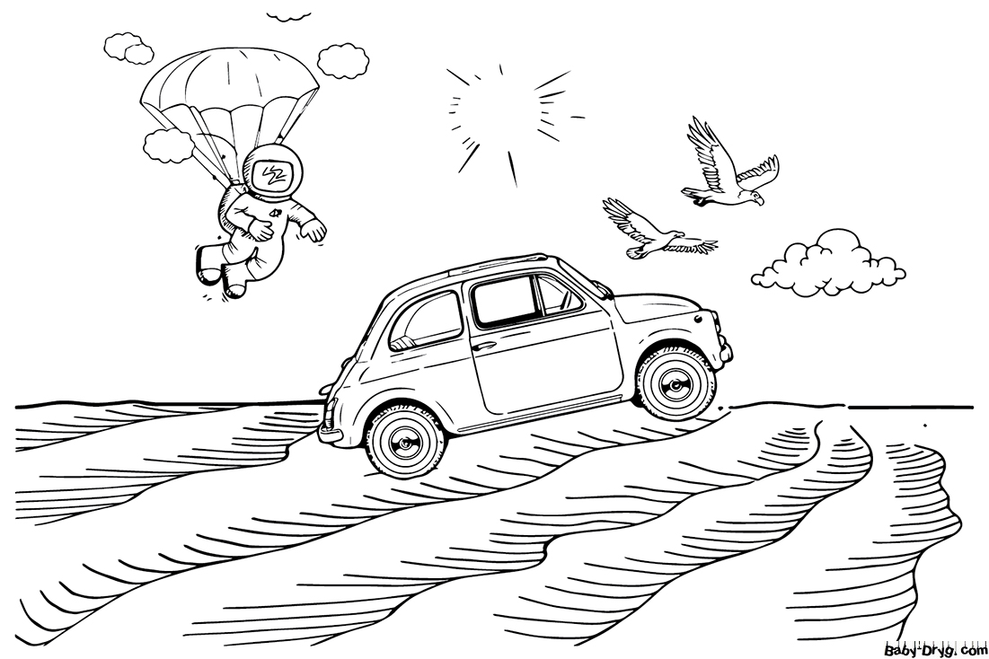 Coloring Page of Fiat Car | Coloring Fiat