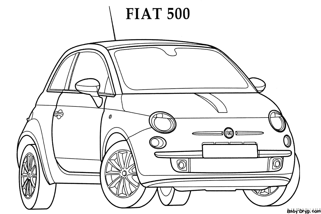 Fiat 500 Coloring Page | Coloring Fiat