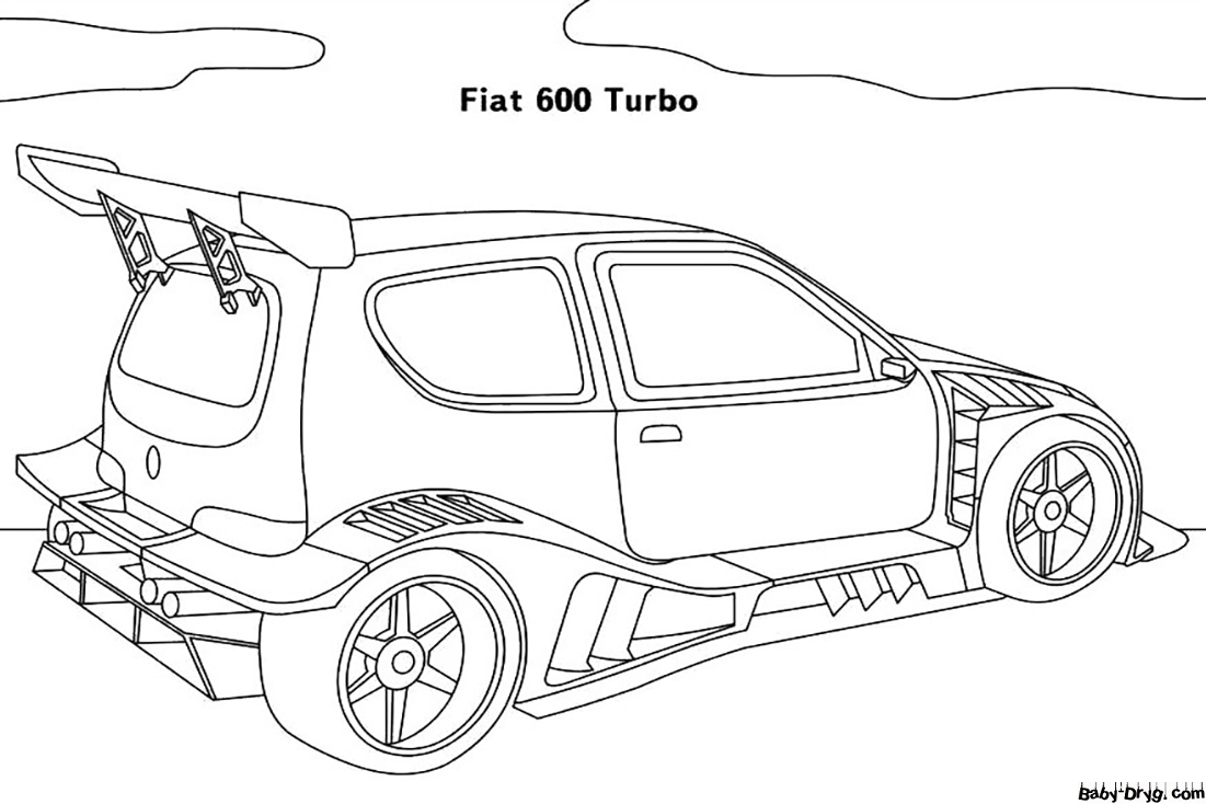 Fiat 600 Turbo Coloring Page | Coloring Fiat