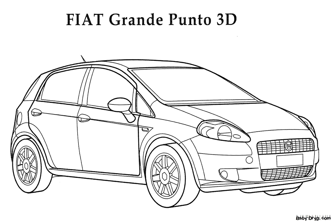 Fiat Grande Punto 3D Coloring Page | Coloring Fiat