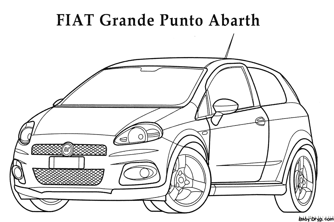 FIAT Grande Punto Abarth Coloring Page | Coloring Fiat