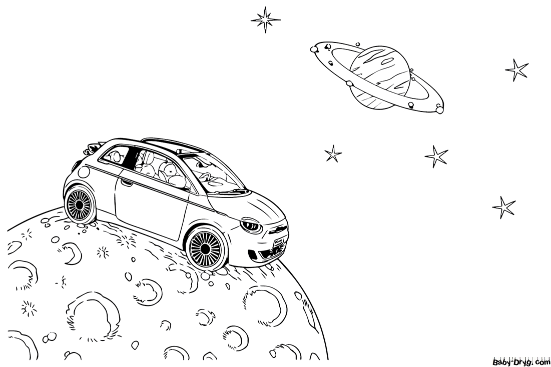 Fiat in space Coloring Page | Coloring Fiat
