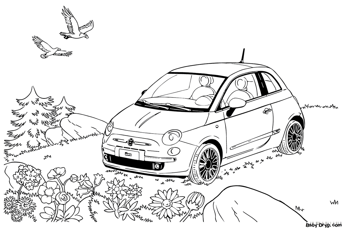 Fiat in the field Coloring Page | Coloring Fiat
