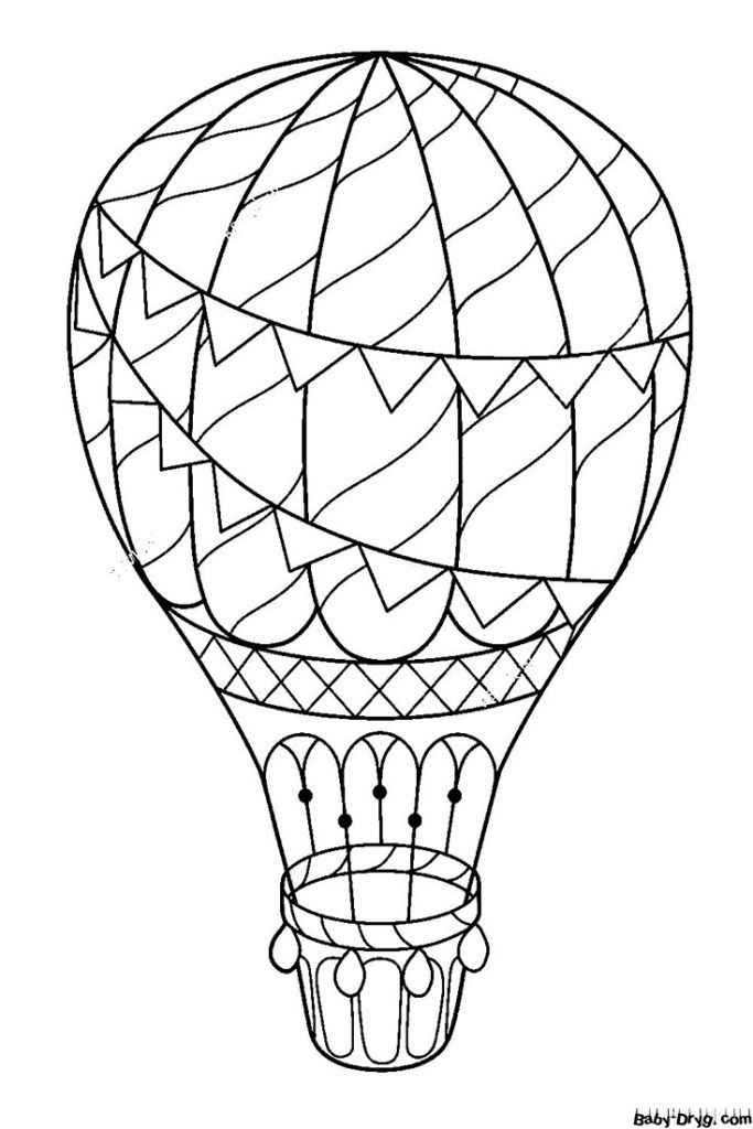 Hot air balloon antistress simple Coloring Page | Coloring Hot Air Balloons