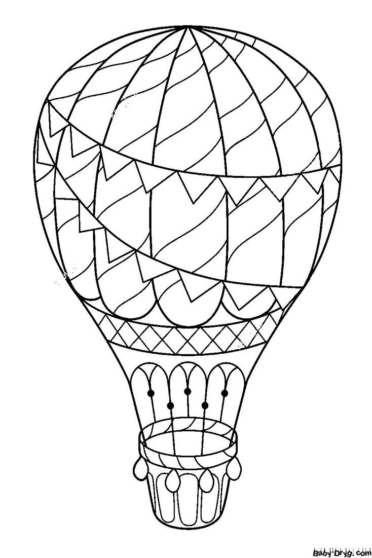 Hot air balloon antistress simple Coloring Page | Coloring Hot Air Balloons