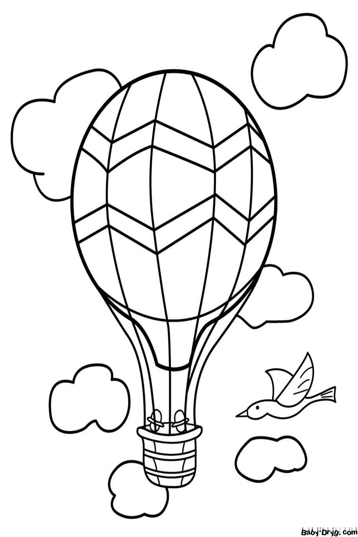 Hot air balloon in the clouds Coloring Page | Coloring Hot Air Balloons