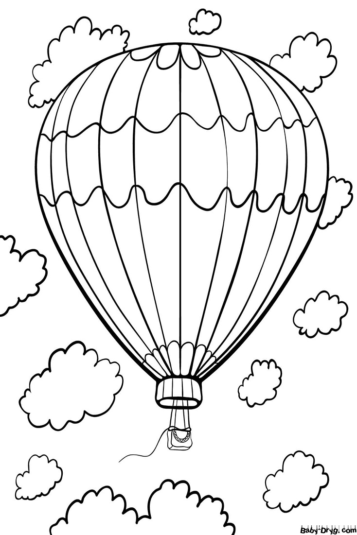 Hot air balloon in the sky Coloring Page | Coloring Hot Air Balloons