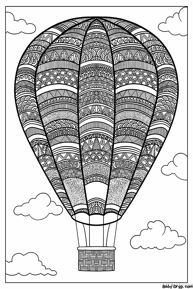 Hot Air Balloon Mandala To Color For Adults | Coloring Hot Air Balloons