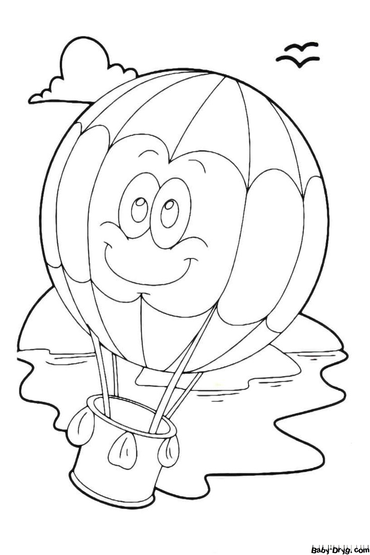 Hot air balloon with eyes for kids Coloring Page | Coloring Hot Air Balloons
