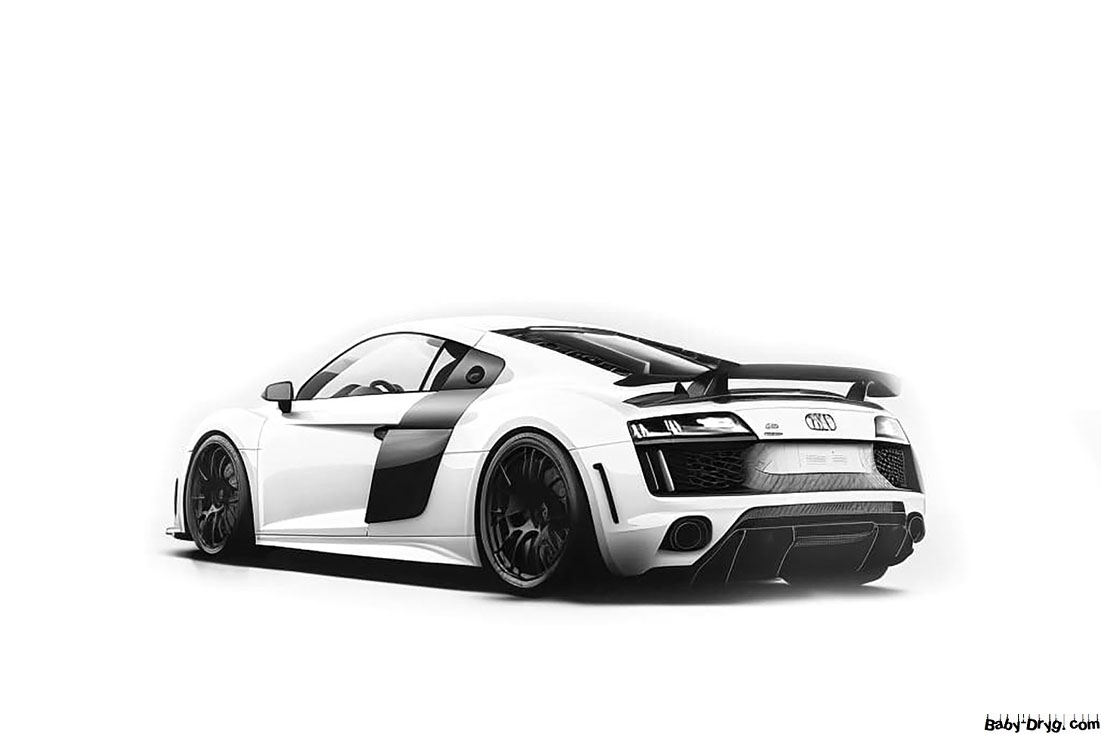 Картинка Audi R8 RWS вид сзади | Раскраски Ауди / Audi