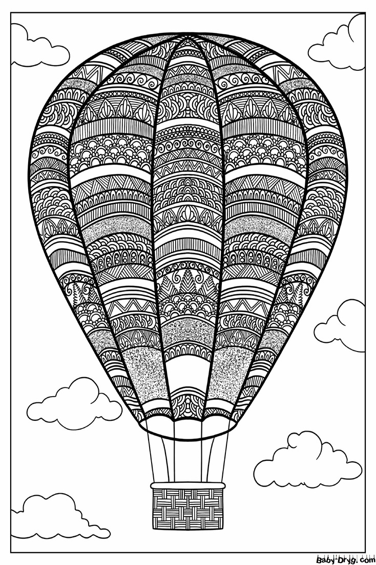 Мандала воздушного шара для раскрашивания взрослыми | Раскраски Воздушные шары