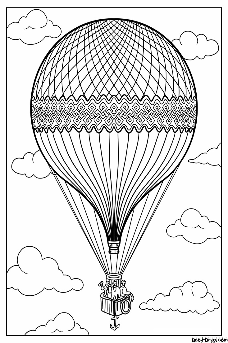 Olden Day Hot Air Balloon Coloring Page | Coloring Hot Air Balloons