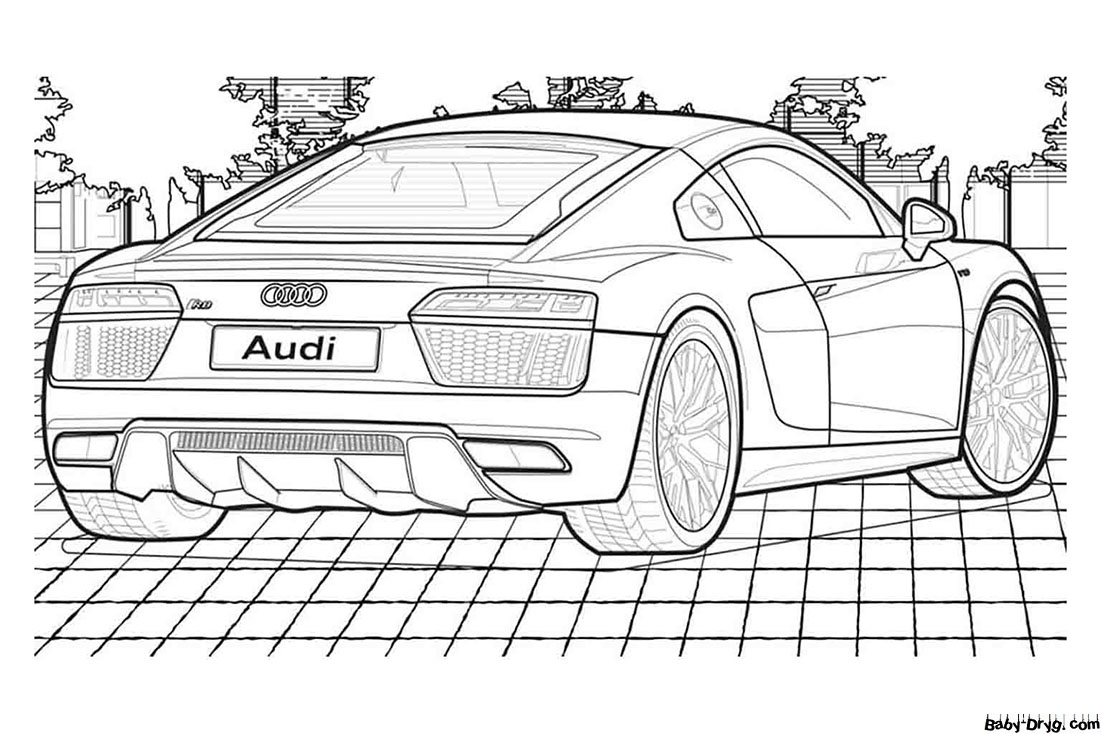 Picture AUDI R8 rear view | Coloring Audi