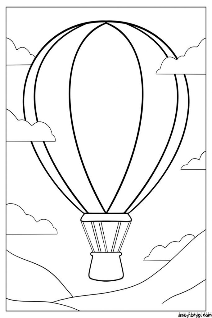 Раскраска Простой контур воздушного шара | Раскраски Воздушные шары