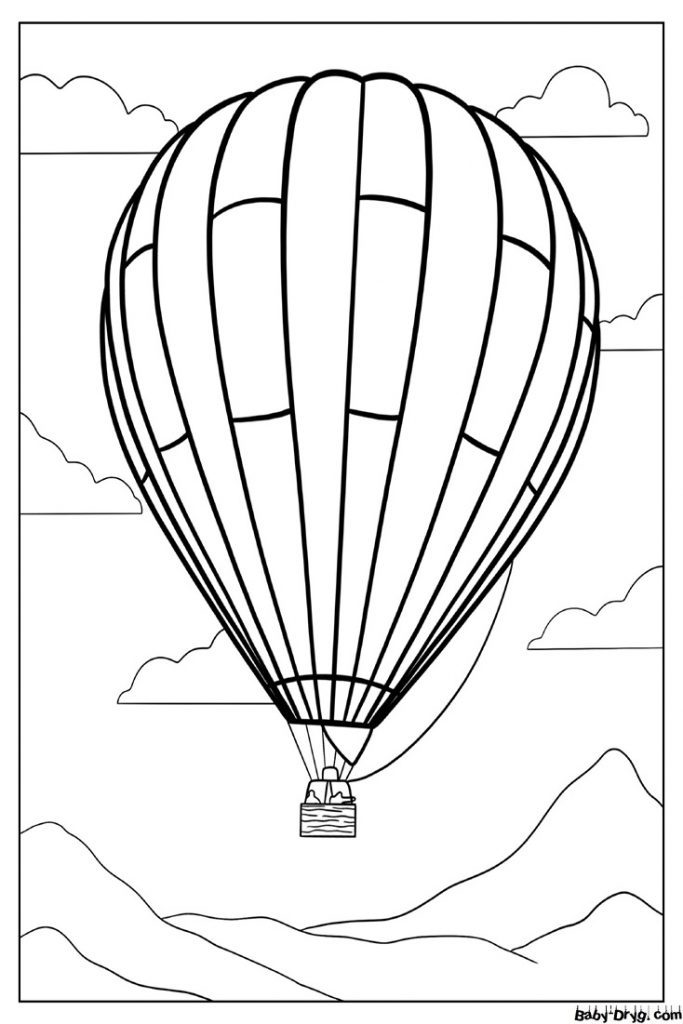 Раскраска Реалистичный воздушного шара контур | Раскраски Воздушные шары