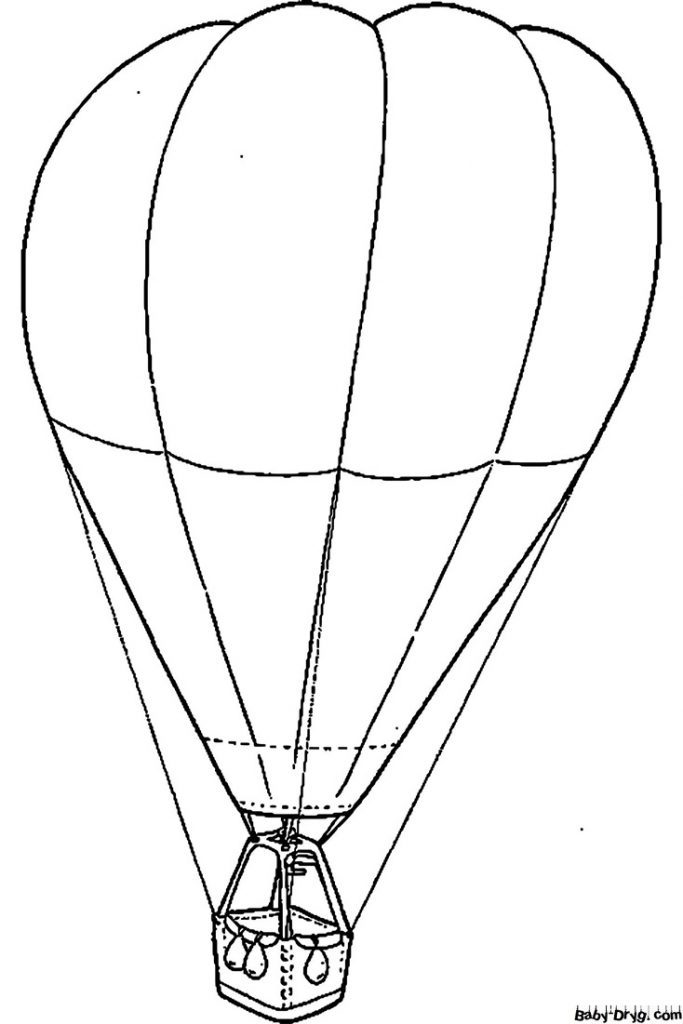 Раскраска Воздушный шар летит в небе | Раскраски Воздушные шары