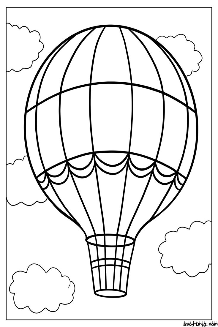 Раскраска Воздушный шар с ретро дизайном | Раскраски Воздушные шары