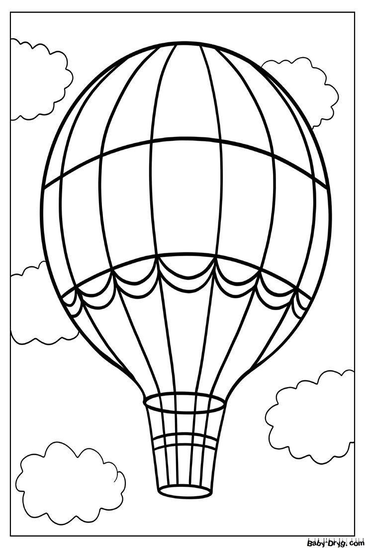 Retro Designed Hot Air Balloon Coloring Page | Coloring Hot Air Balloons