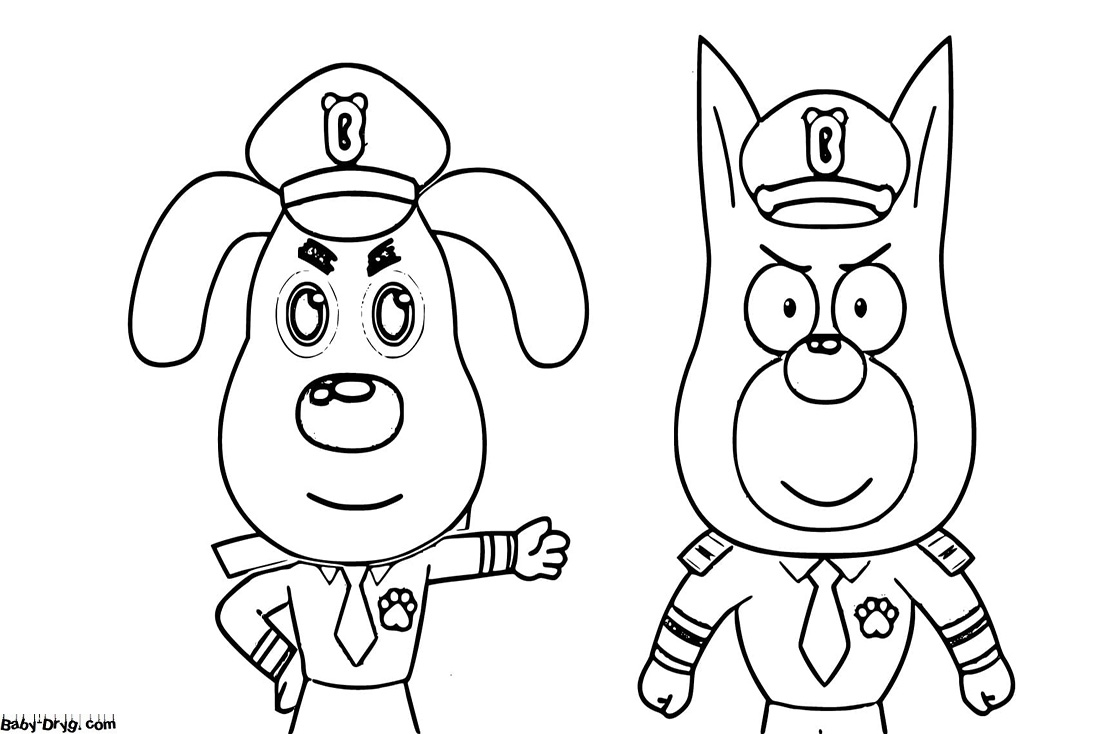 Safety Sheriff Labrador and Officer Dobermann Coloring Page | Coloring Sheriff Labrador