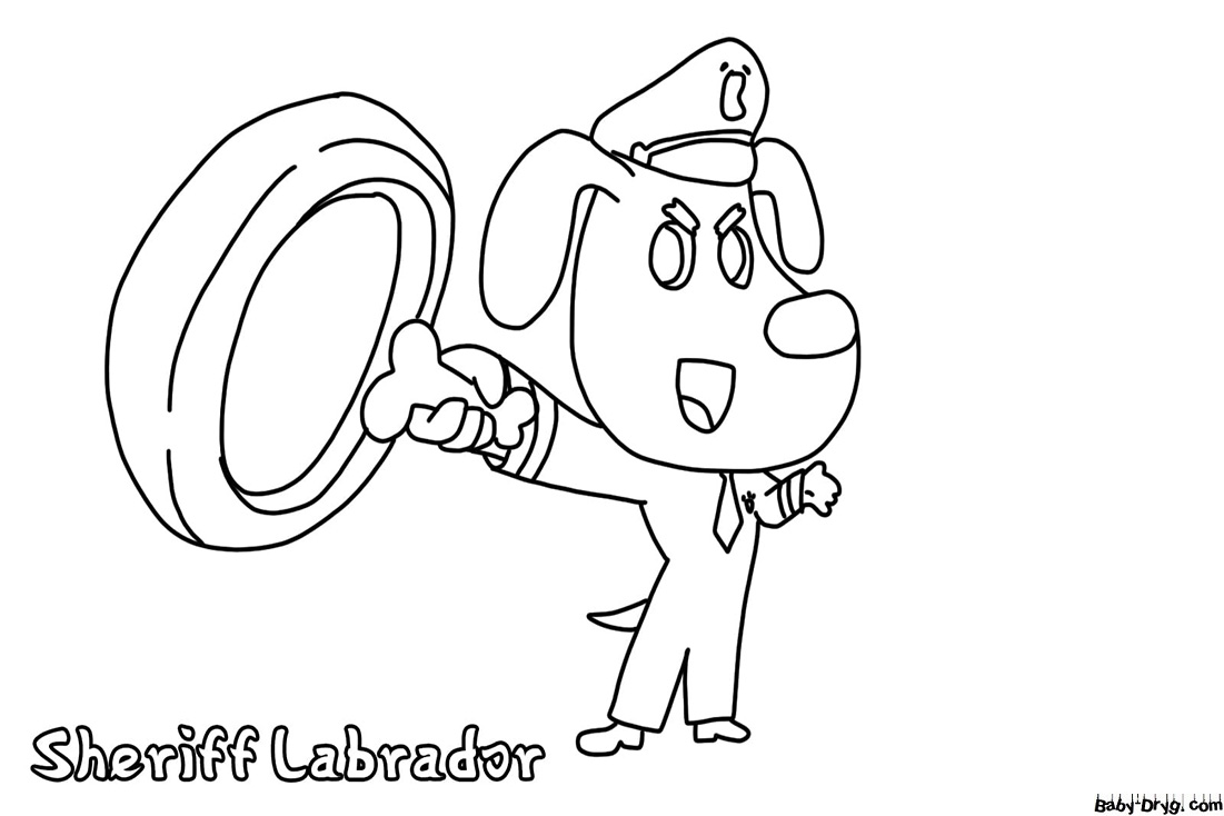 Safety Sheriff Labrador Coloring Page | Coloring Sheriff Labrador