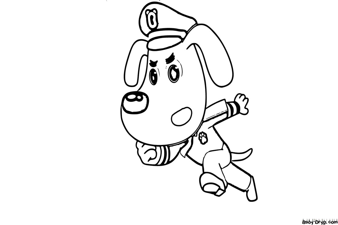 Safety Sheriff Labrador running Coloring Page | Coloring Sheriff Labrador