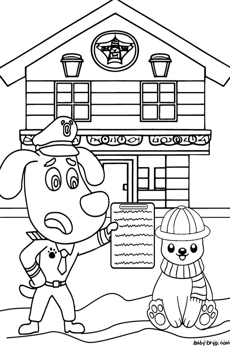 Sheriff Labrador and Criminals Chase Coloring Page | Coloring Sheriff Labrador